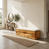 Modern Natural Wood Storage Bench For End Of Bed