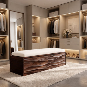 Organic Carved Storage Bench For Home Styles