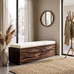 Organic Carved Storage Bench For Home Styles