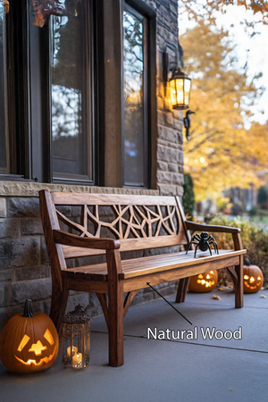 Rustic Solid Wood Halloween Bench For Spooky Outdoor Home Decor