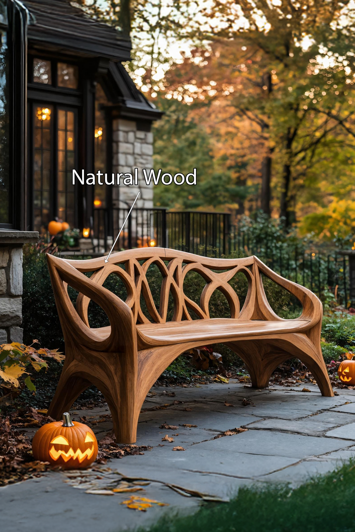 Mid Century Wooden Bench For Outdoor Furniture And Patio Decor