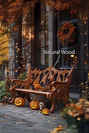 Mid Century Solid Wood Halloween Bench For Festive Outdoor Decor
