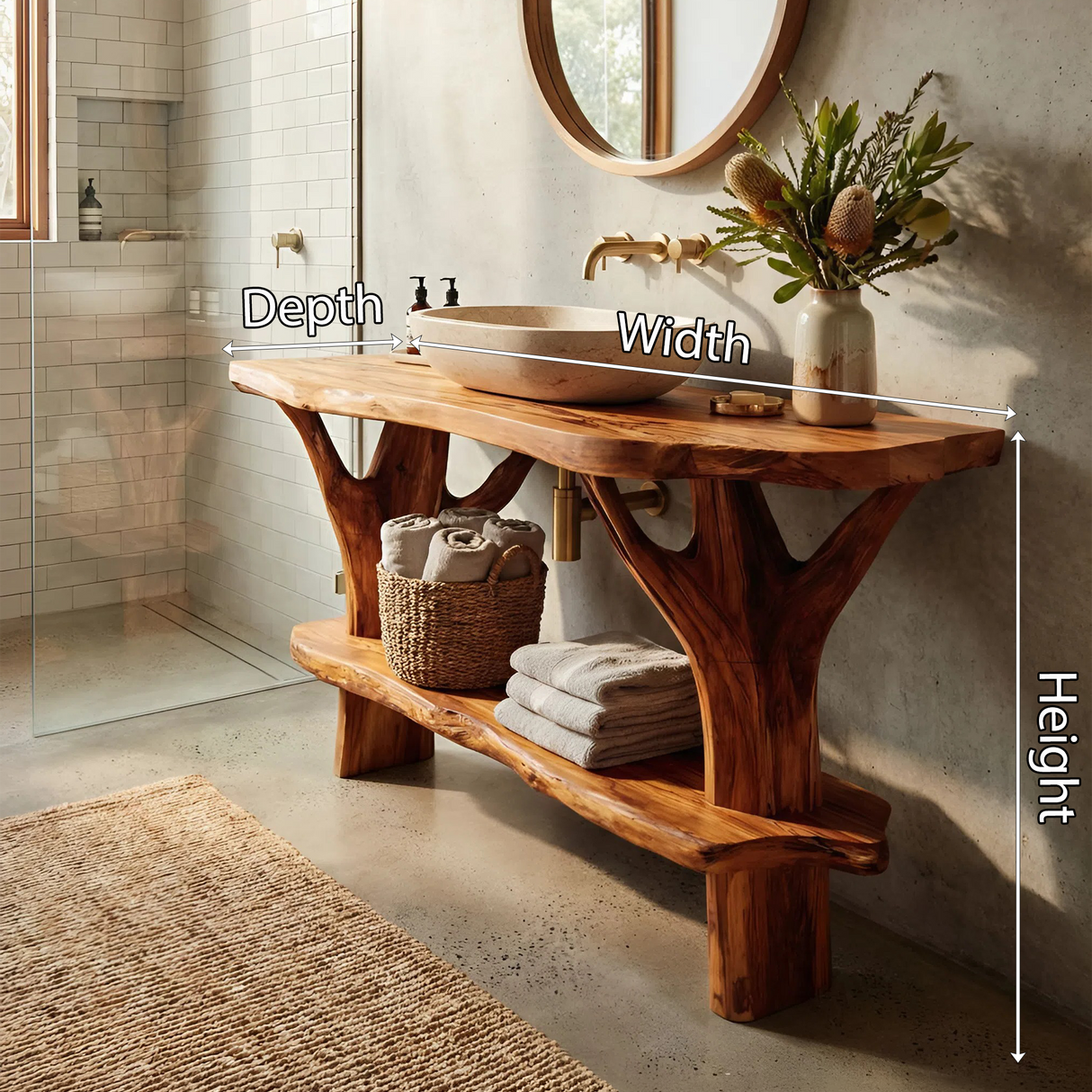 Mid Century Wood Bathroom Vanity For Primary Bathroom