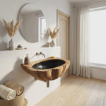 Mid Century Wall Mounted Wooden Bathroom Sink For Stylish Bathroom Decor