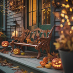 Mid Century Solid Wood Halloween Bench For Festive Outdoor Decor