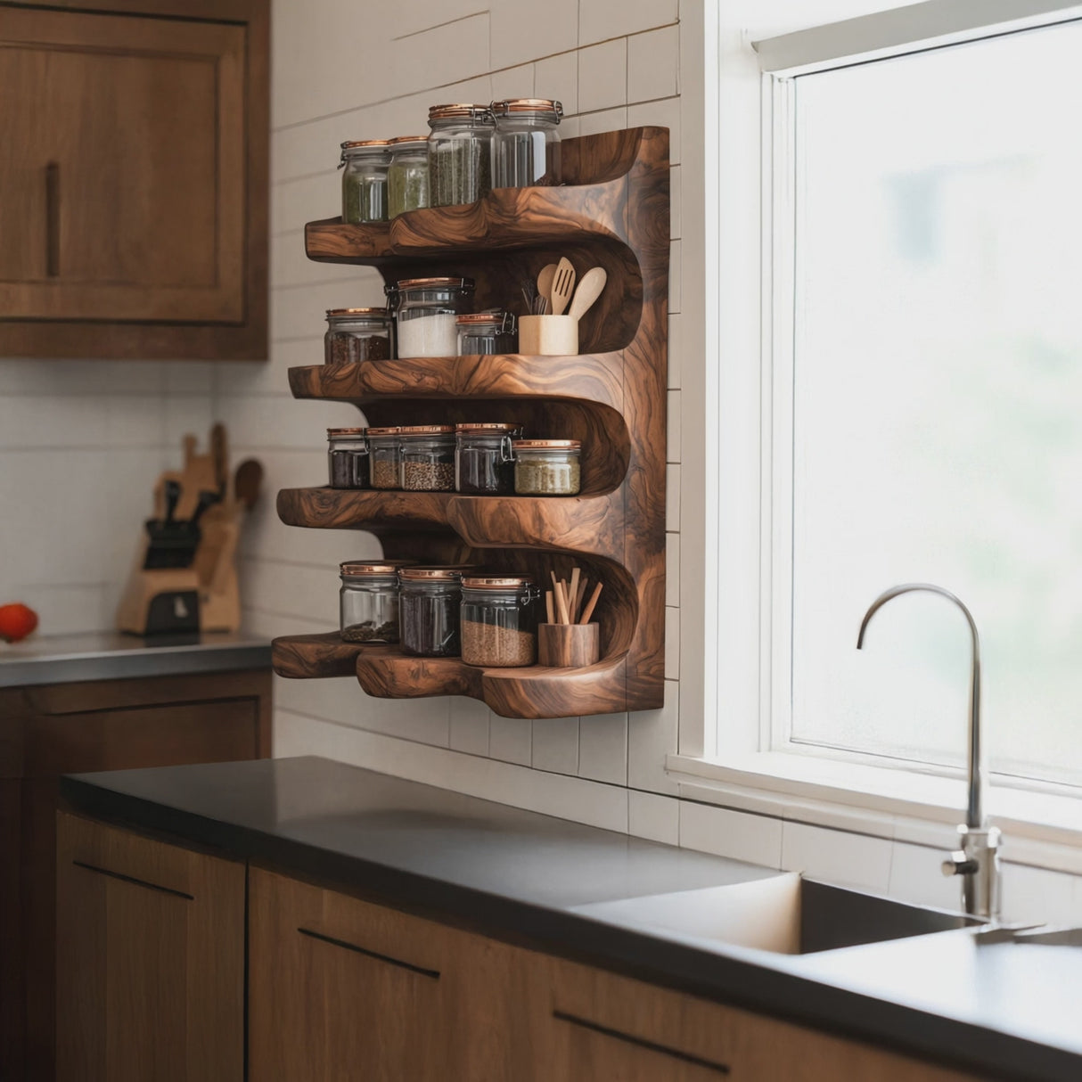 Handmade Spice Storage Rack Farmhouse Style For Kitchen