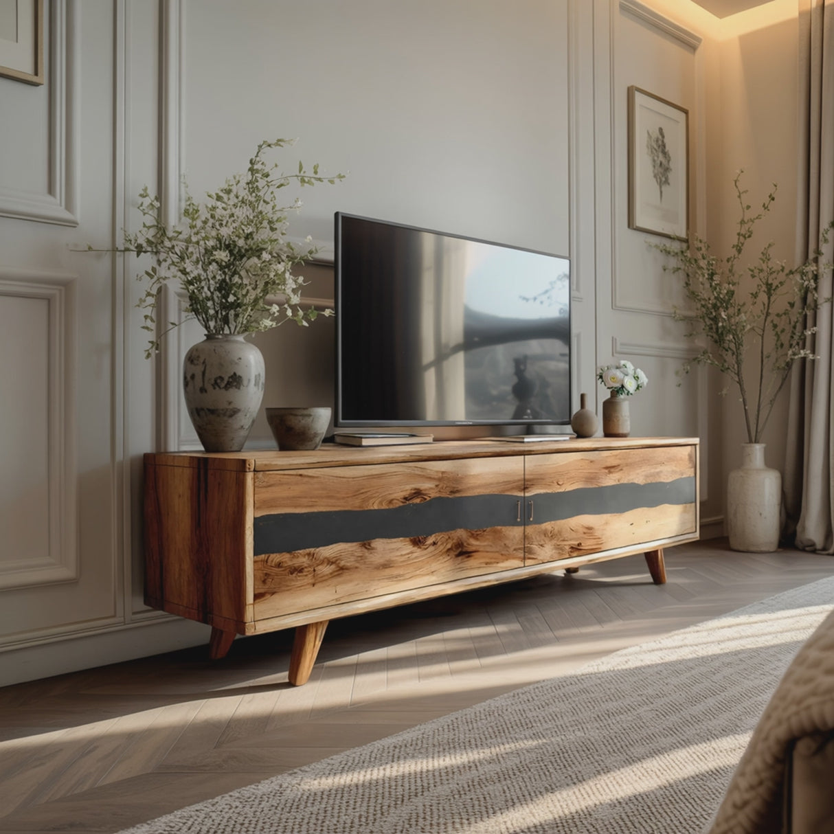 Modern Live Edge TV Stand For Bedroom Furniture