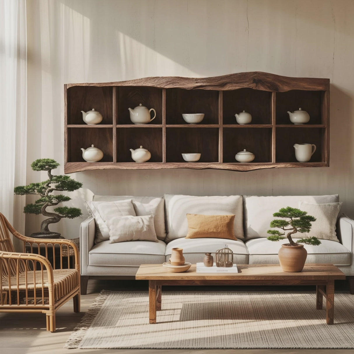 Handcrafted Live Edge Floating Shelf For Living Room Use