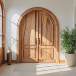 Elegant Arched Double Entry Door With Panels For Villa
