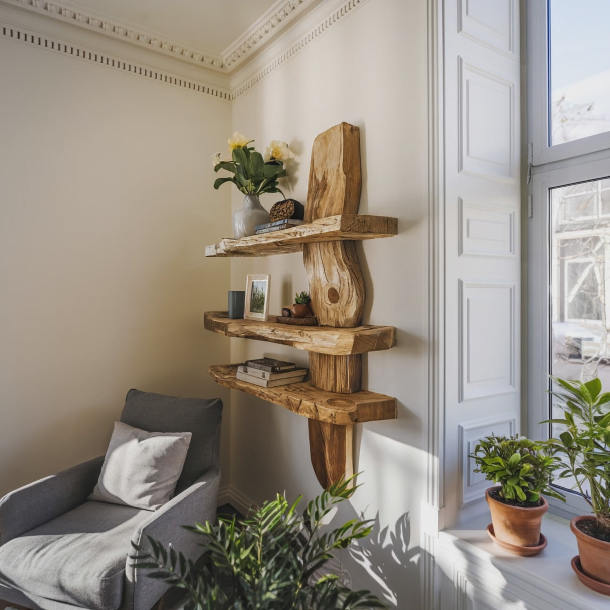 Rustic Wall Shelf For Bedroom Or Reading Corner Display