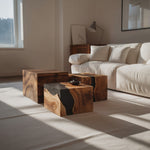 Farmhouse Wooden Cube Coffee Table For Rustic Home Decor