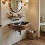 Farmhouse Solid Wood Wash Basin For Rustic Bathroom Vanity Decor
