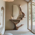 Mid Century Live Edge Cosmetic Table For Bathroom Style