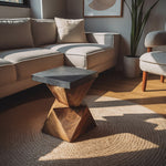 Farmhouse Solid Wood End Table For Cottage Living Room
