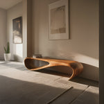 Handcrafted Style Bench With Sculptural Curves For Home