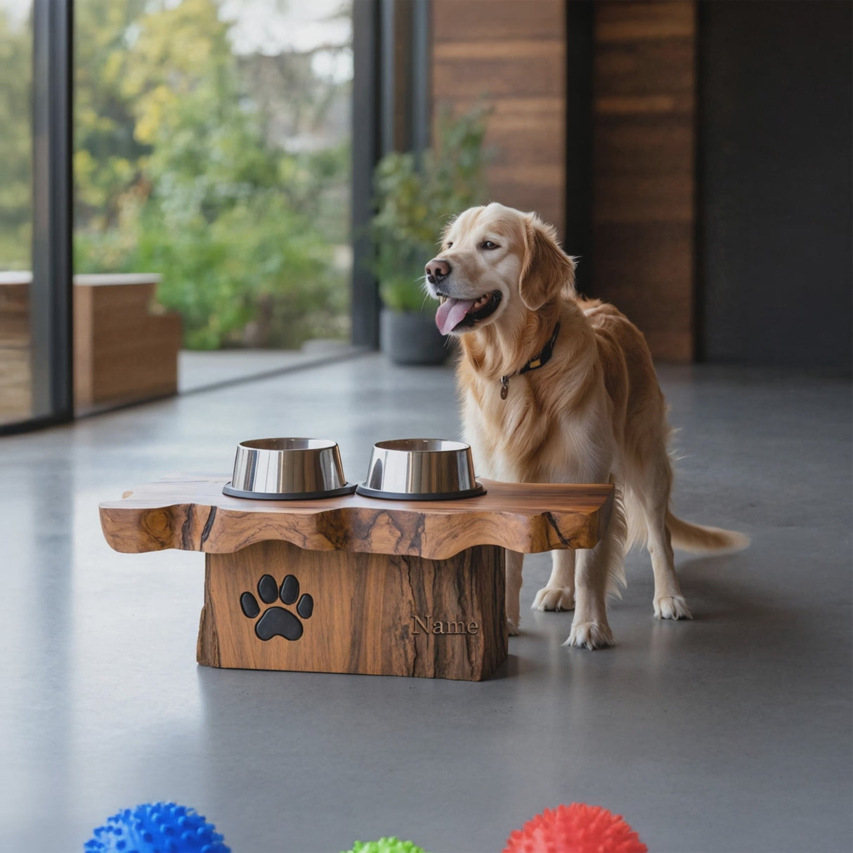 Rustic Wooden Dog Bowl Station For Modern Homes