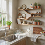 Rustic Natural Wood Kitchen Wall Shelf For Pantry Storage