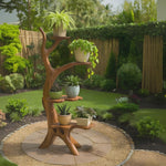 Organic Tree Branch Plant Stand For Garden And Patio Use