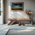 Architectural Bench With Sculpted Z Base For Entryway