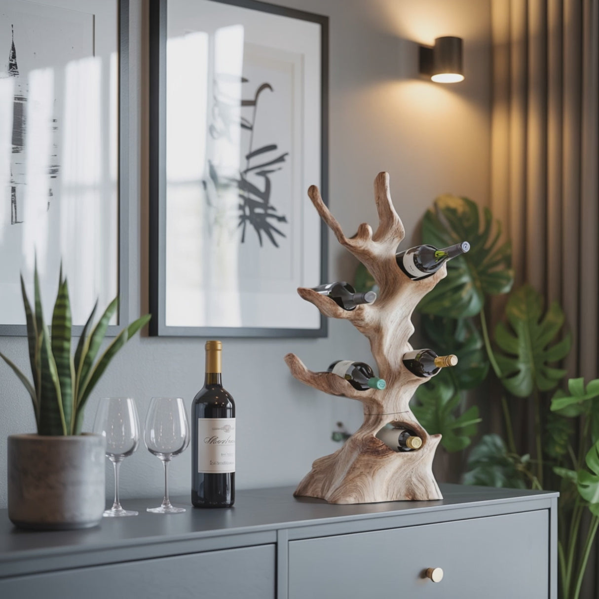 Farmhouse Wine Stand For Kitchen Wine Display Rack