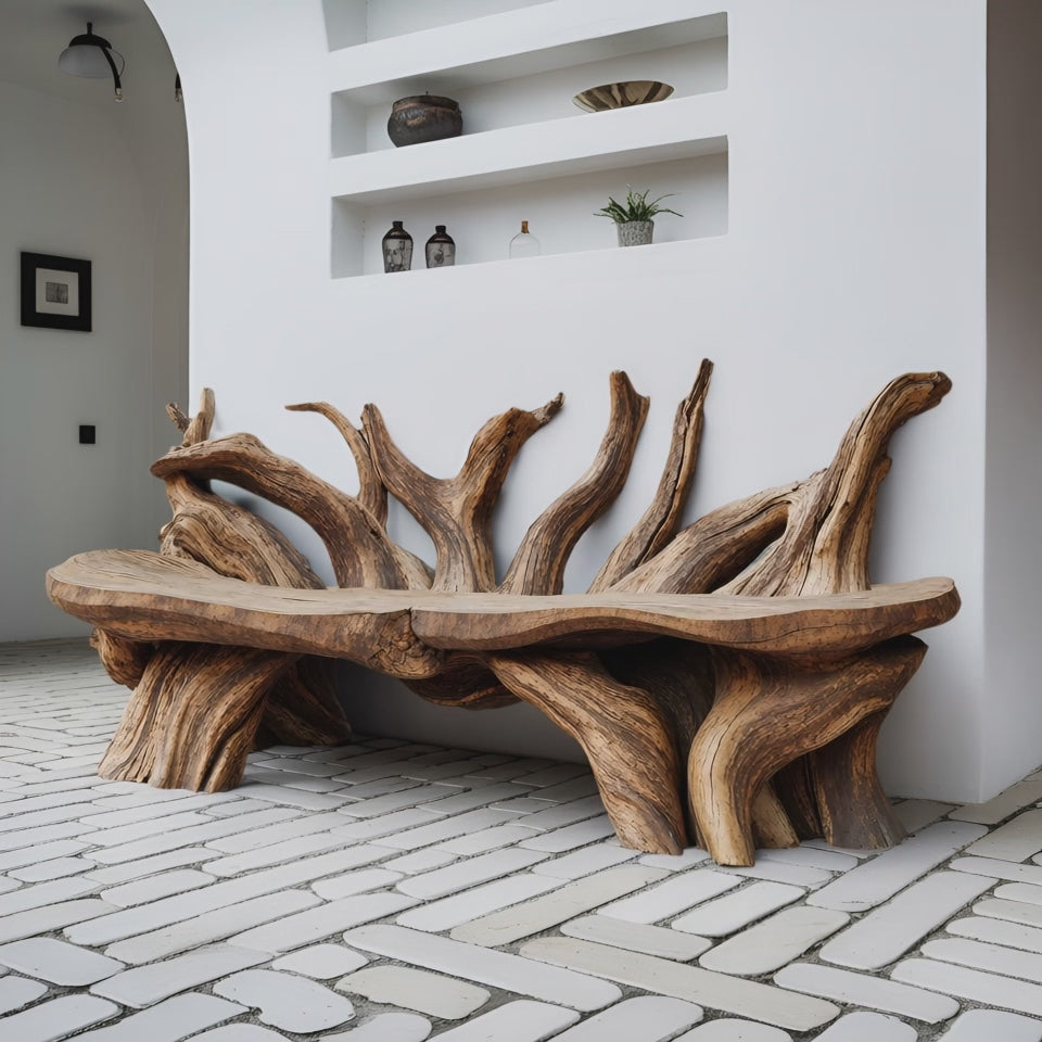 Mid Century Wooden Bench Outdoor Decor For Sleek Exteriors