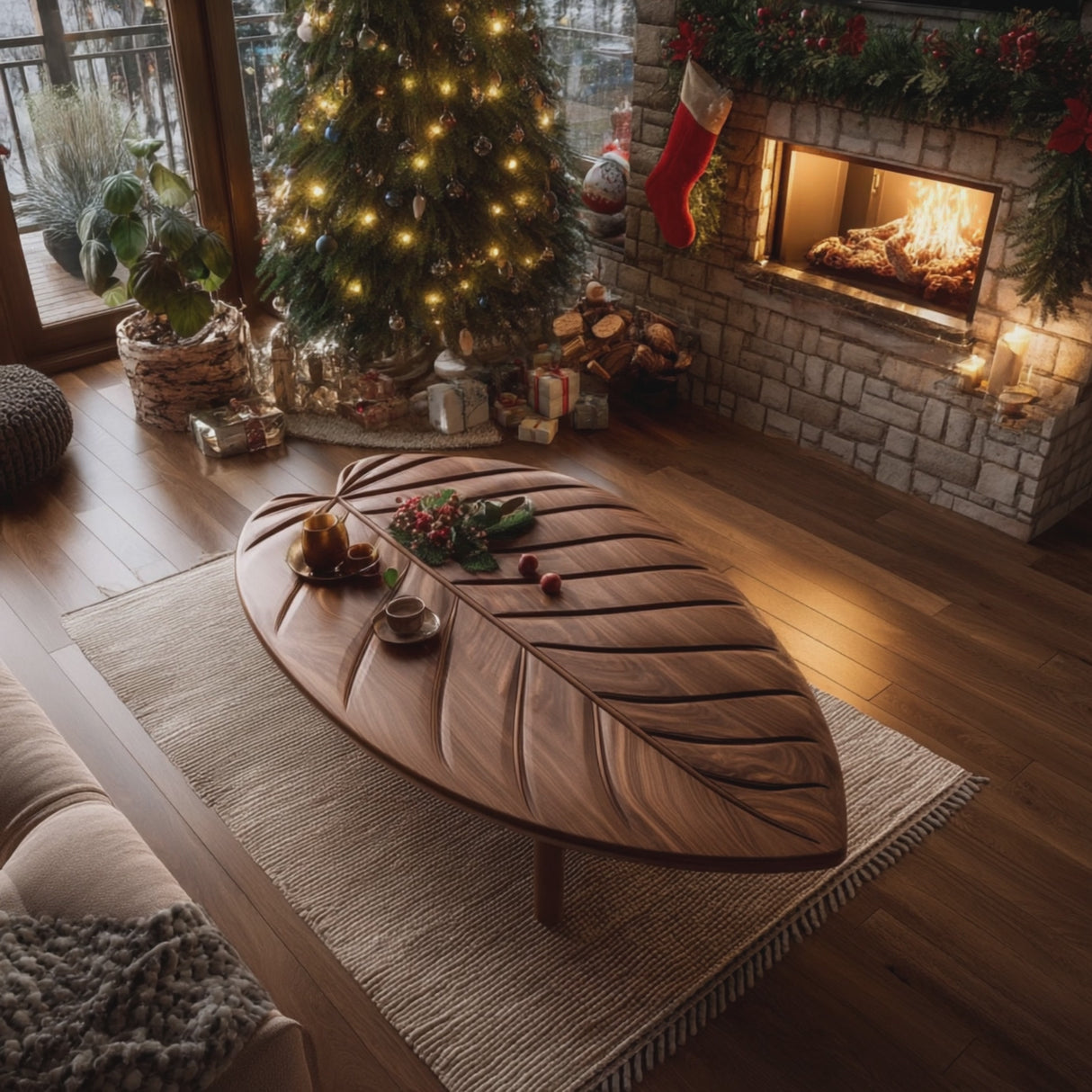 Rustic Solid Wood Coffee Table For Holiday Furniture Decoration