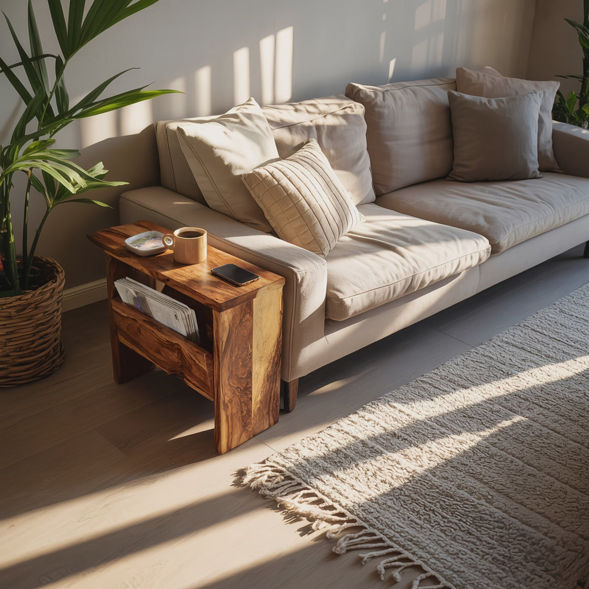 Mid Century Solid Wood Side Table For Home Furniture