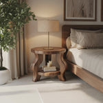 Modern Round Nightstand With Curved Legs For Bedroom