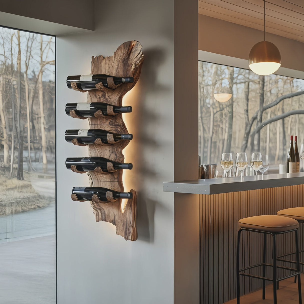 Farmhouse Solid Wood Wine Rack For Rustic Entryway Design