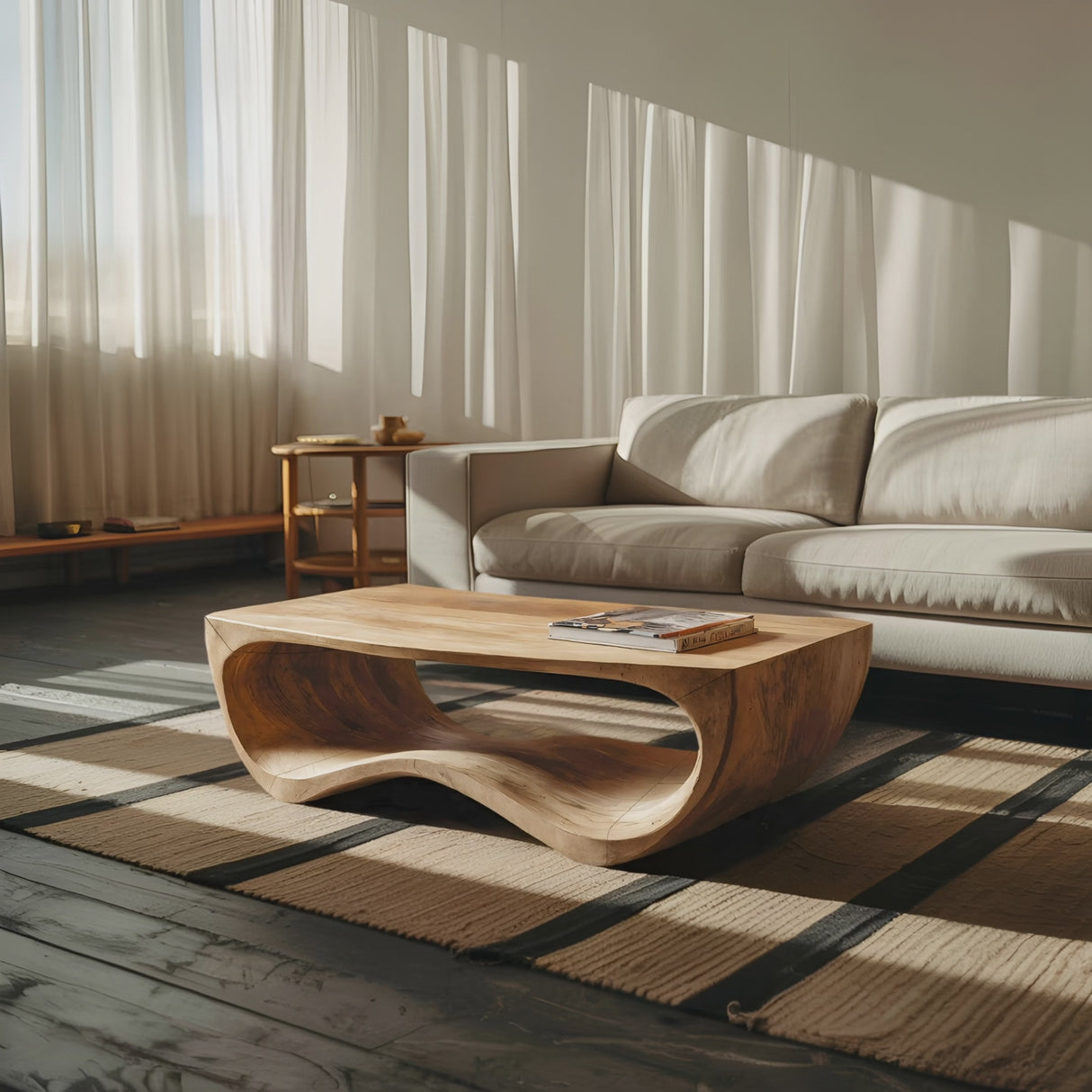 Artistic Sculptural Curved Coffee Table For Living Room