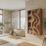Hand-Carved Bathroom Cabinet Wave Door Design For Bathroom