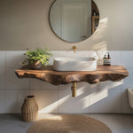 Farmhouse Bathroom Vanity In Solid Oak Wood Style