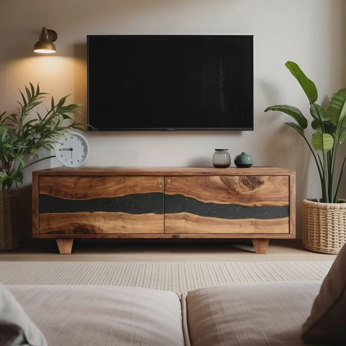 Handcrafted Live Edge TV Cabinet For Furniture Decor