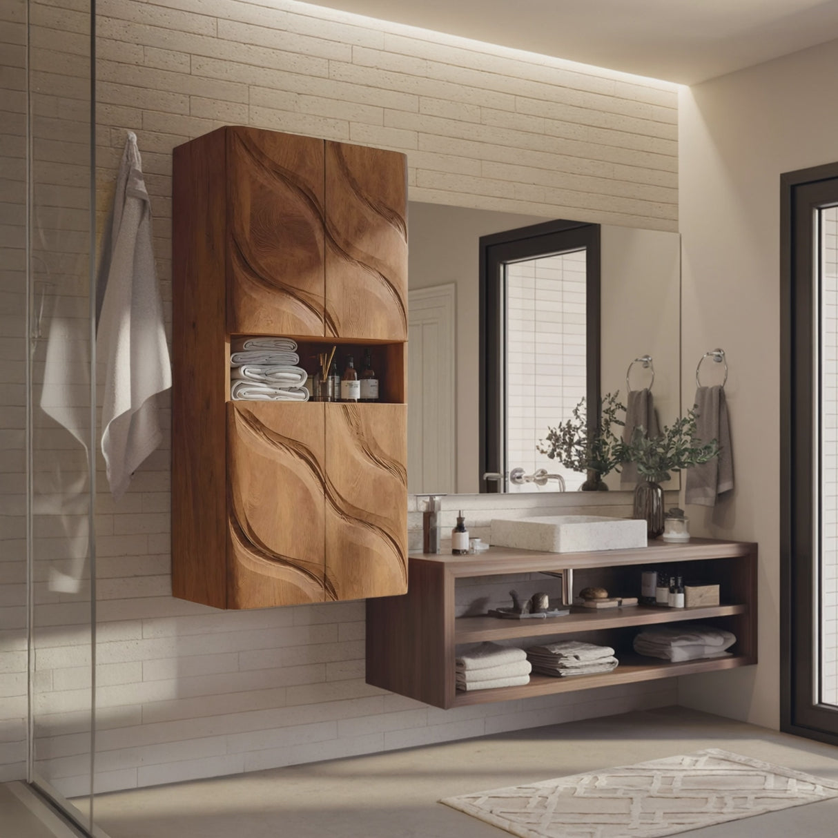 Contemporary Bathroom Cabinet Waves Design For Bathroom