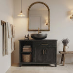 Modern Black Bathroom Vanity Open Shelf Storage For Bathroom