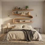 Modern Wooden Shelving Unit For Living Room Wall Storage
