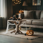 Rustic Wooden End Table For Entryway Design Halloween Wall Display