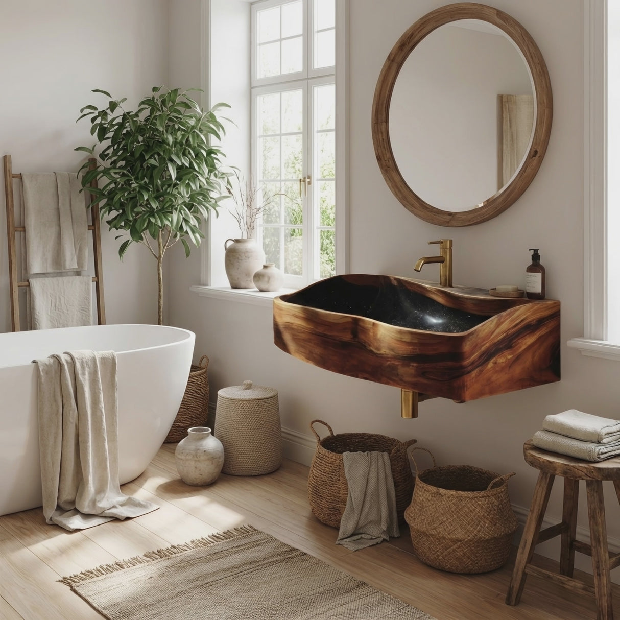 Handcrafted Wooden Vanity Sink For Bathroom Furniture Decor