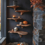 Mid Century Live Edge Mushroom Shelf Halloween Bedroom Styling