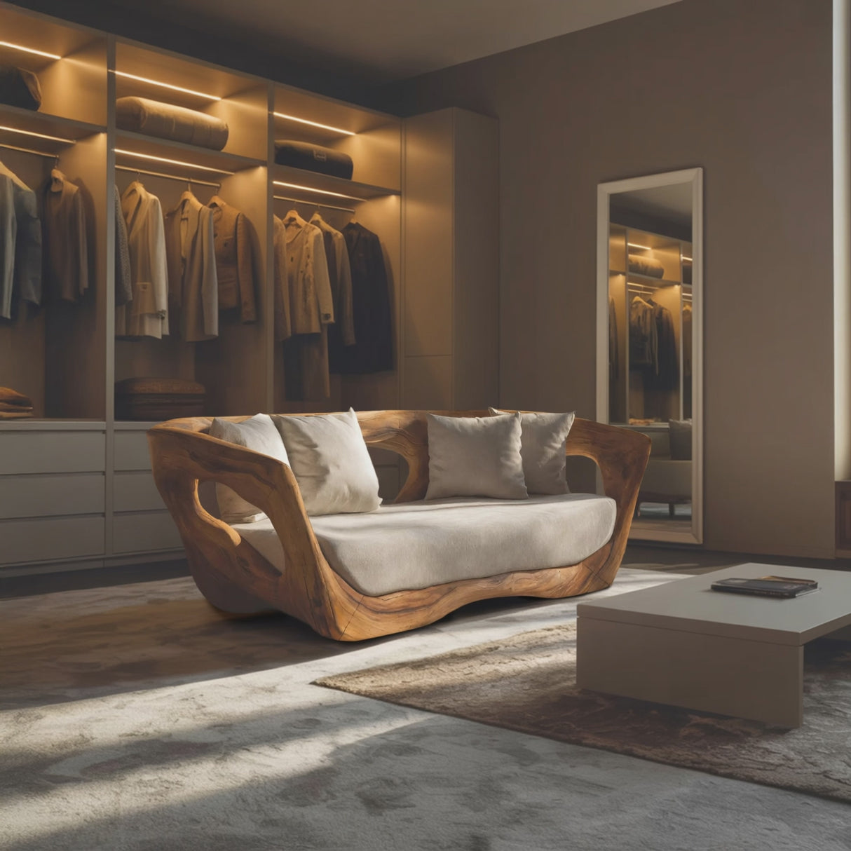 Modern Sculpted Sofa For Living Room Decor
