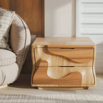Modern Wavy Nightstand with Carved Drawer Cabinet For Bedroom And Living Room