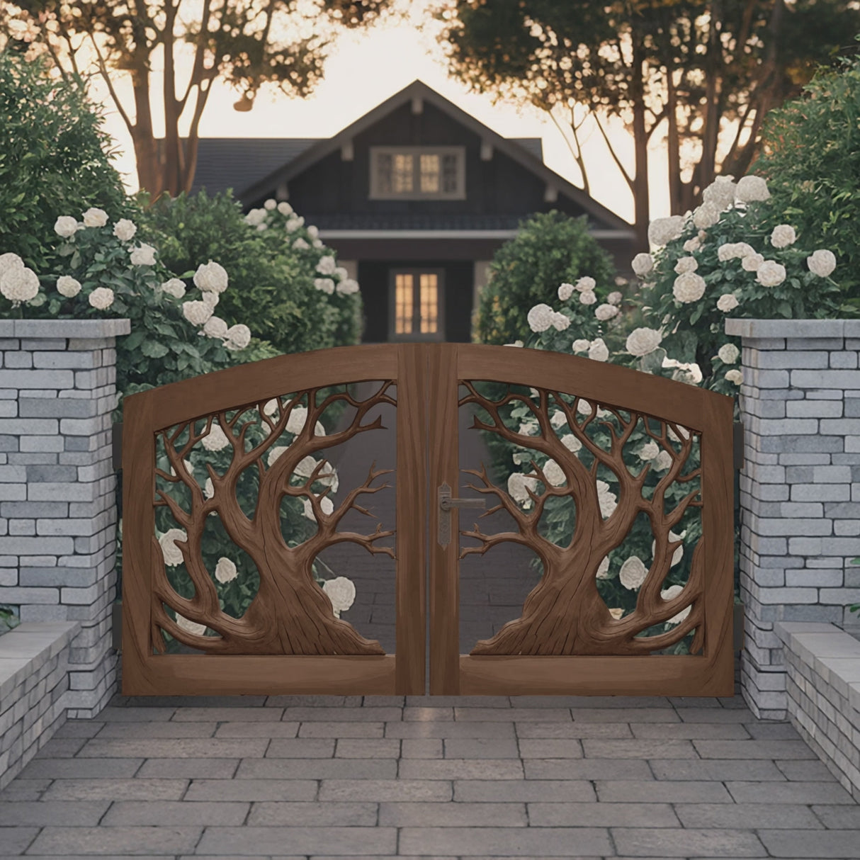 Rustic Tree Branch Gate Design For Garden Entrance