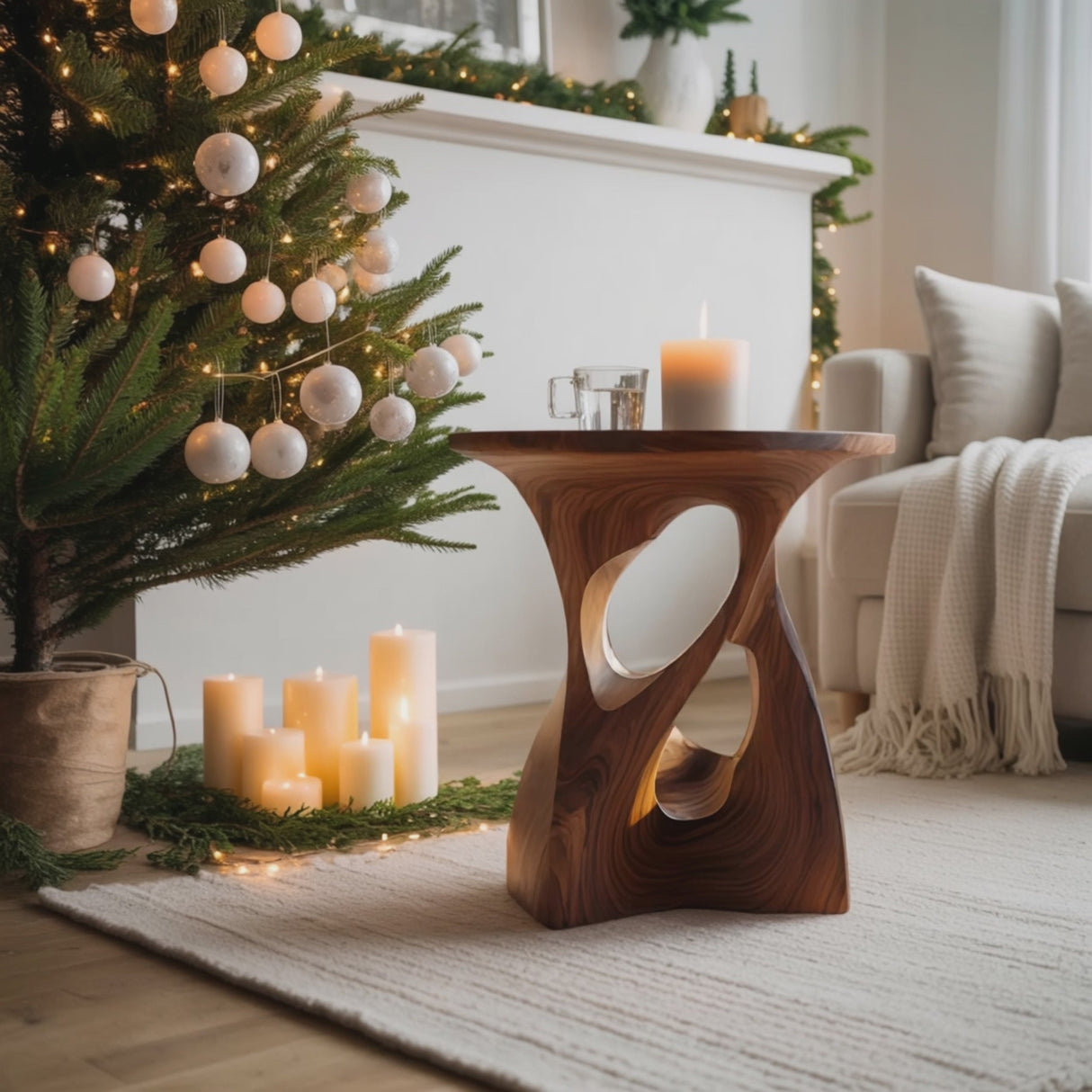 Sculptural Curved Side Table For Holiday Decoration