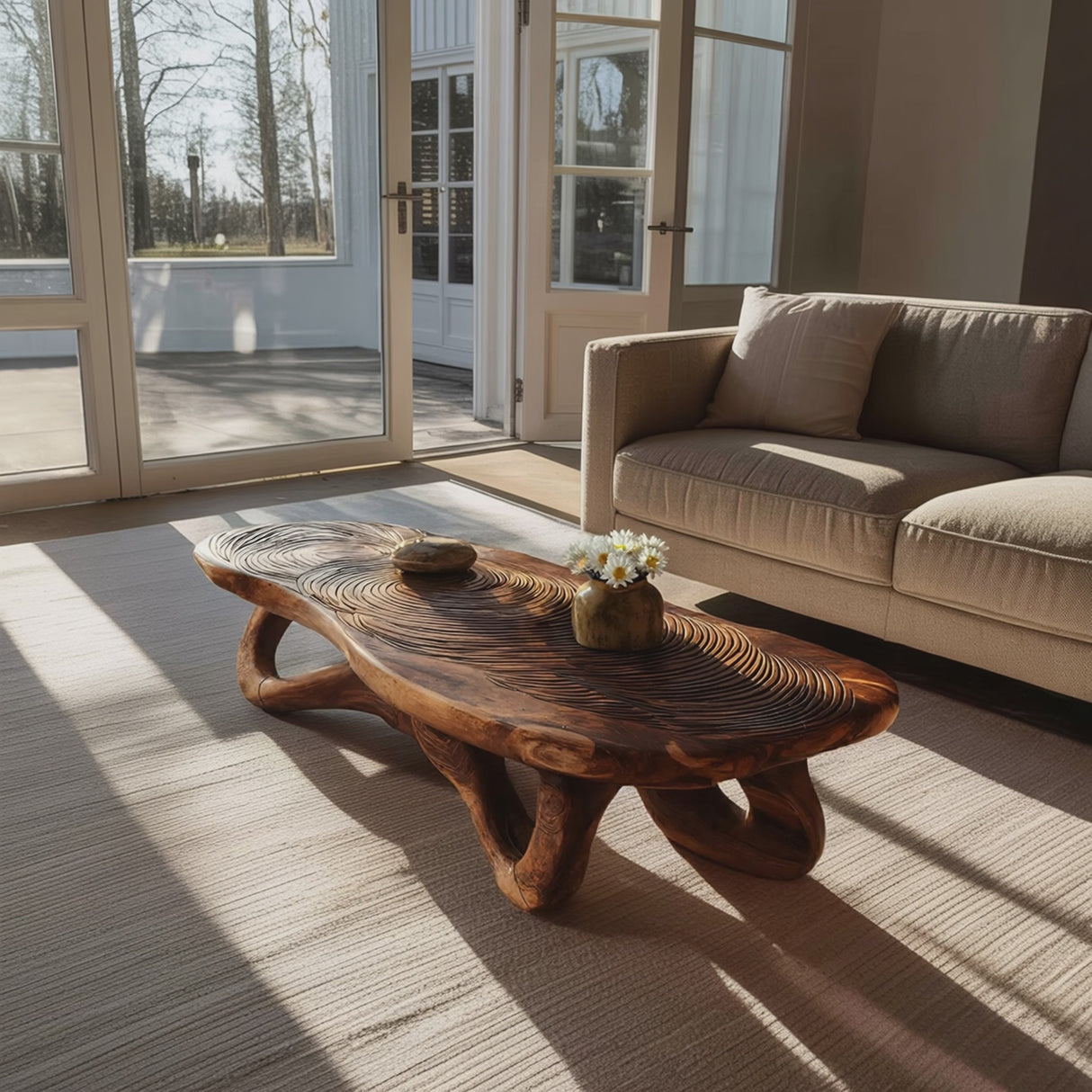 Modern Solid Wood Live Edge Coffee Table For Living Room