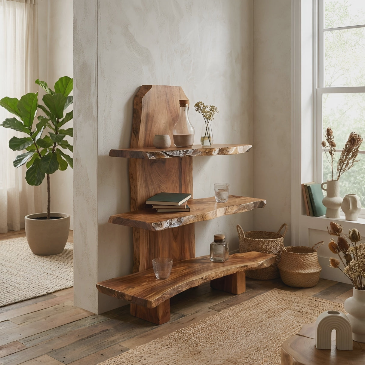 Contemporary Handmade Spice Shelf For Kitchen Storage And Decor
