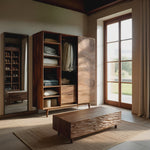Minimal Wardrobe With Carved Front For Bedroom Space