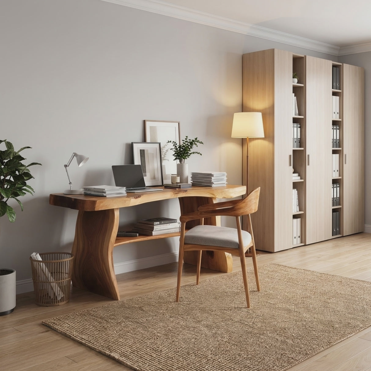 Modern Solid Wood Desk For Minimalist Home Office Design