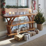 Farmhouse Wooden Live Edge Console Table For Living Room Christmas Accent