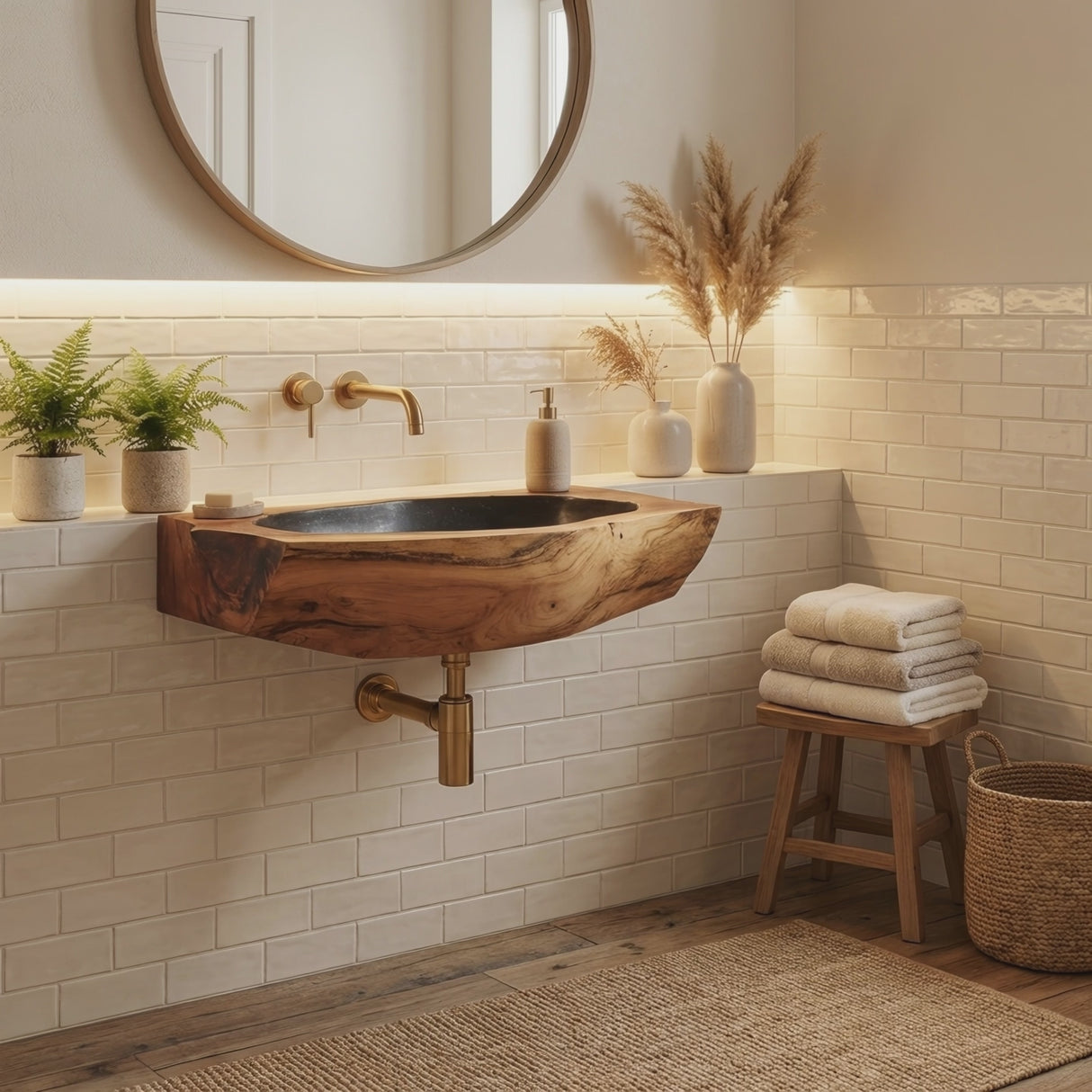 Farmhouse Solid Wood Vanity Sink For Timeless Bathroom Furniture Decor