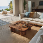 Handcrafted Abstract Solid Wood Coffee Table For Entryway